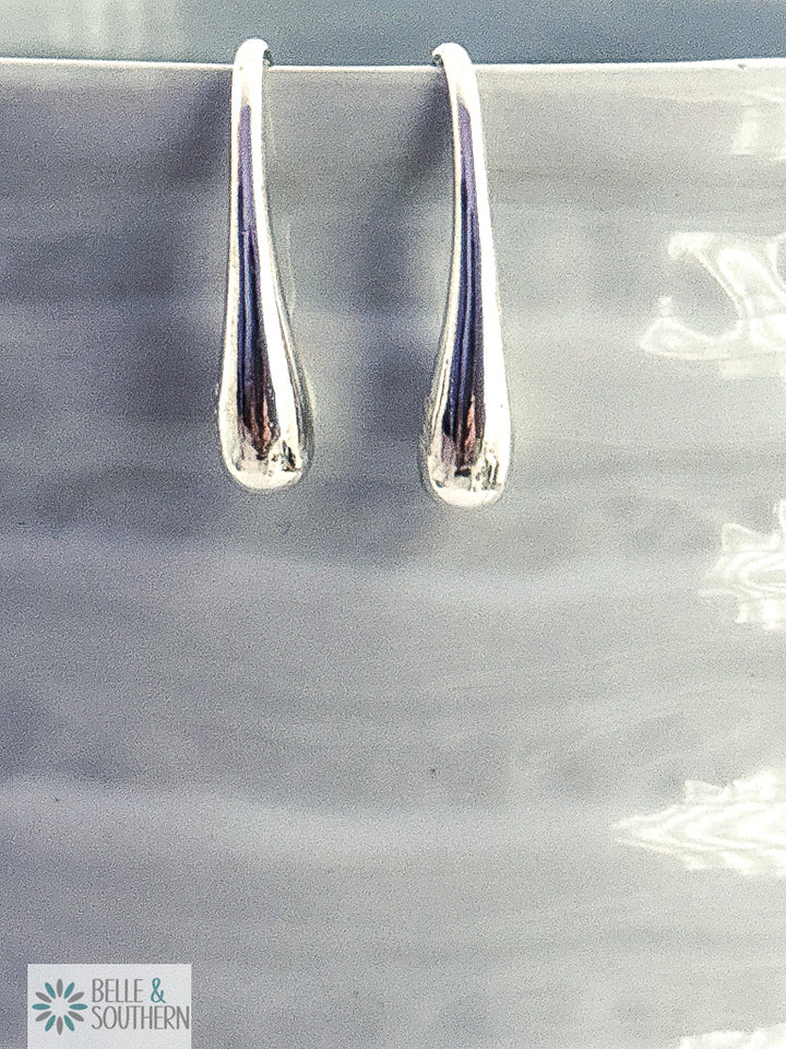 Elongated Sterling Silver Teardrop Earrings