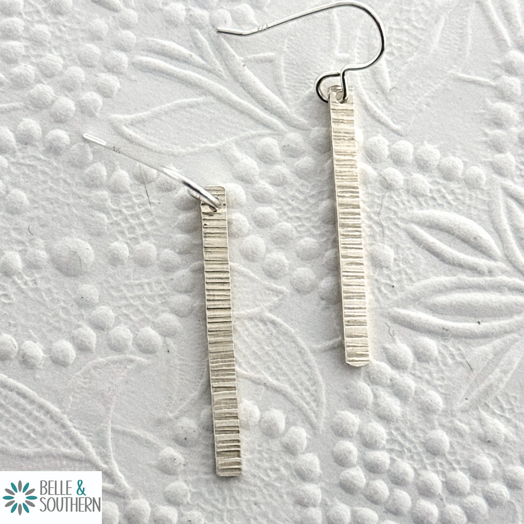 Sterling Silver Tree Bark Stick Earrings