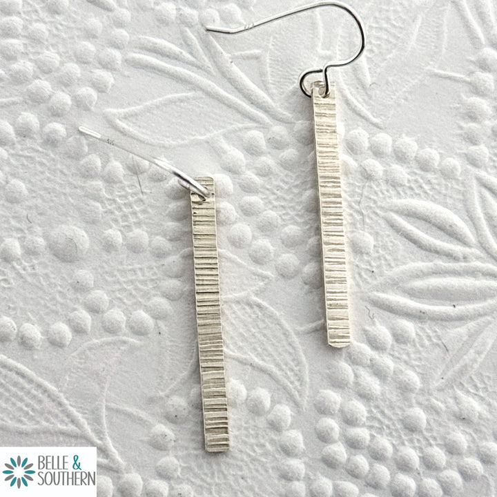 Sterling Silver Tree Bark Stick Earrings