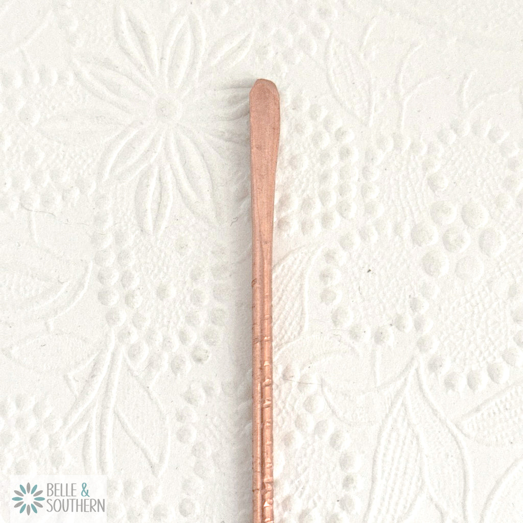 Textured Copper Hair Stick Up Close
