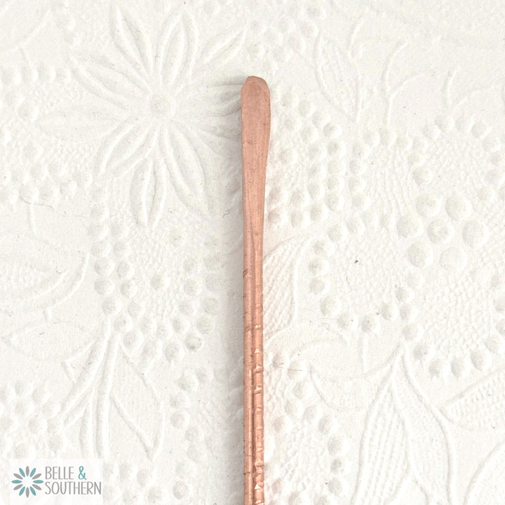 Textured Copper Hair Stick Up Close