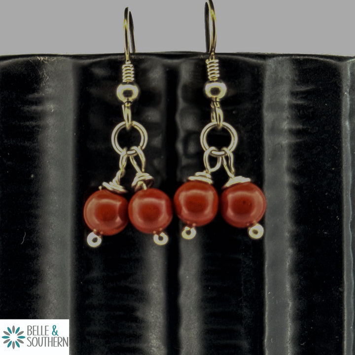 Rock Me a Stone - Red Popper Jasper Dangle Earrings