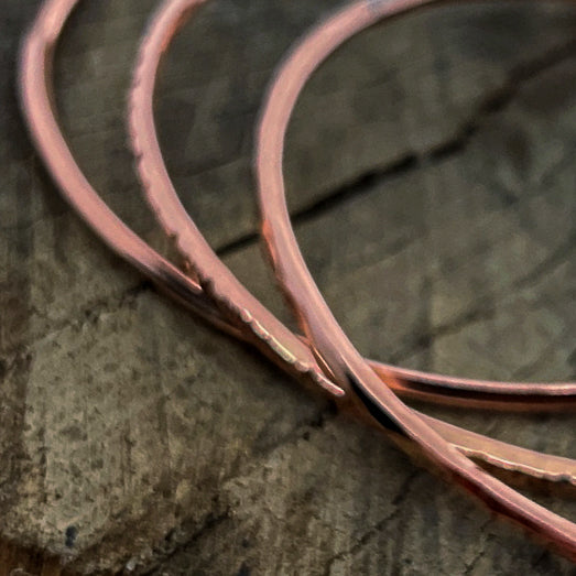 Copper bangle in set of three