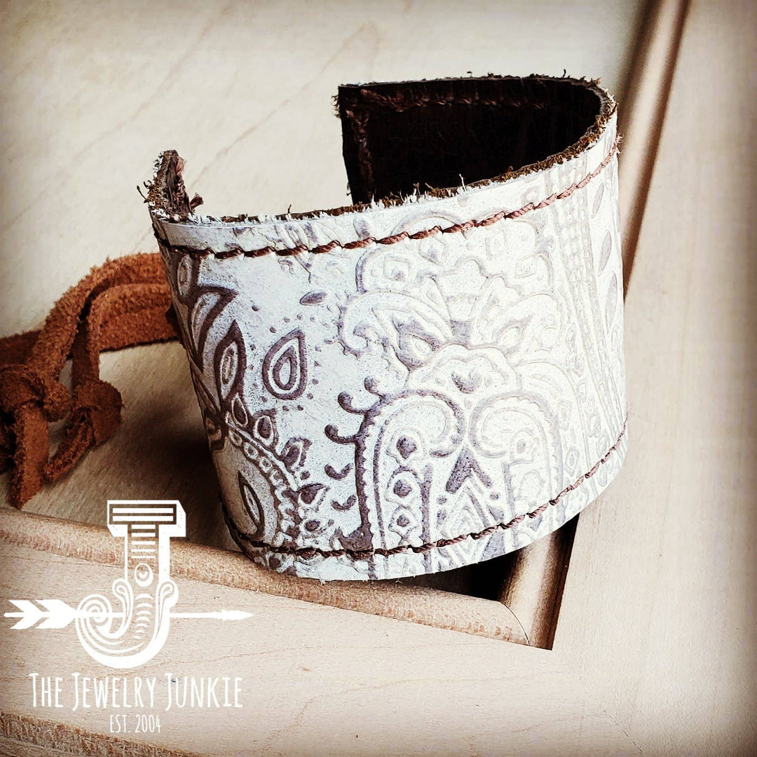 Cream Paisley Leather Cuff