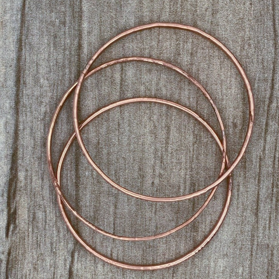 Copper Bangle Bracelets in a set of 3