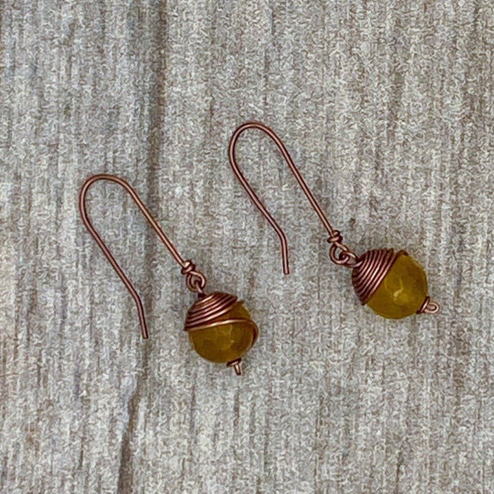 Copper & Amber Dangle Earrings