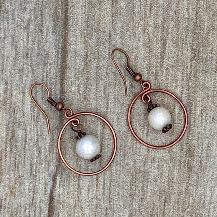 Copper & Pearl Dangle Earrings Rahab's Rope