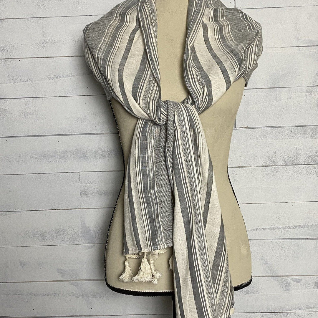 Dobby Stripes Woven Long Scarf | Belle & Southern