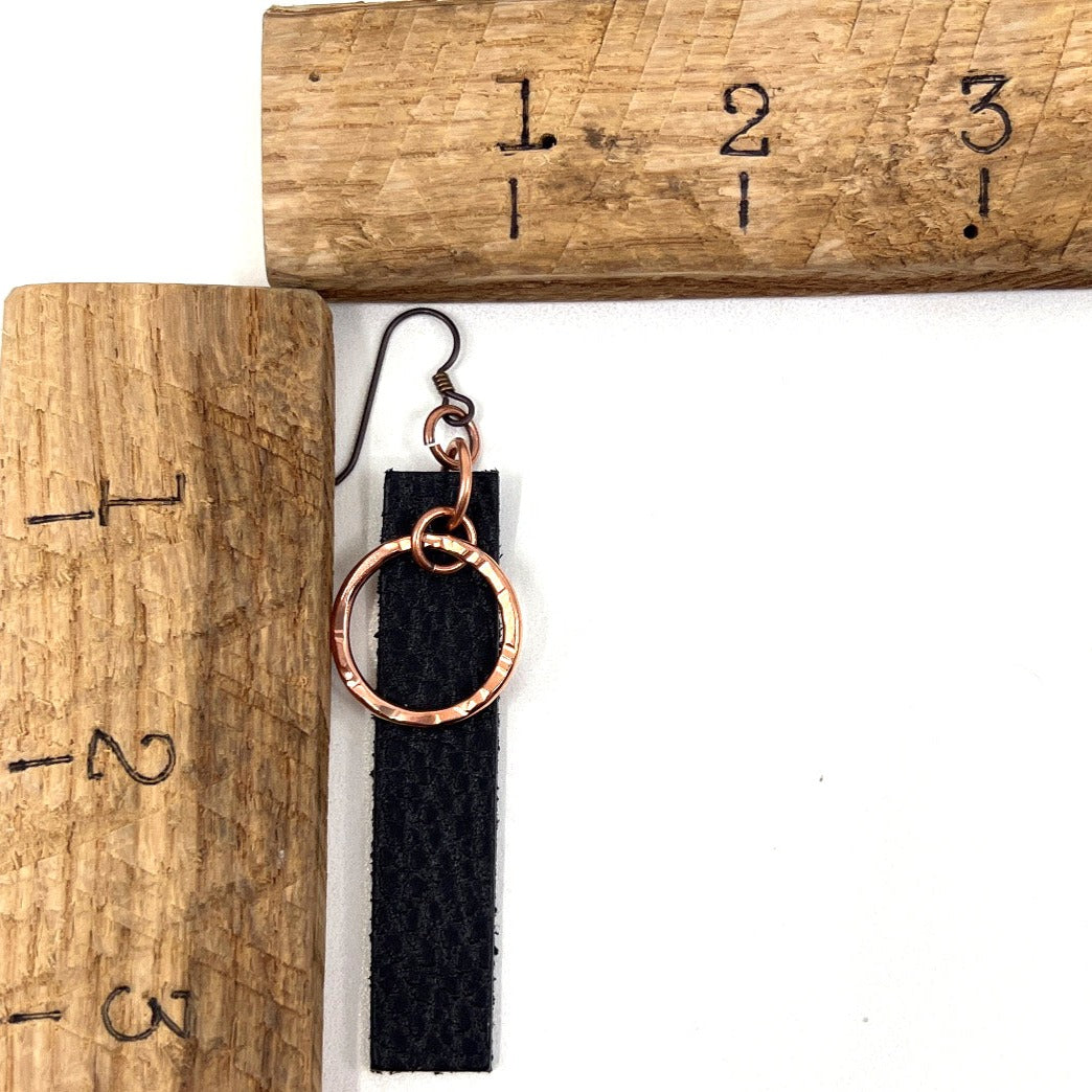 Leather and Copper Earring Measurement - 3 inches