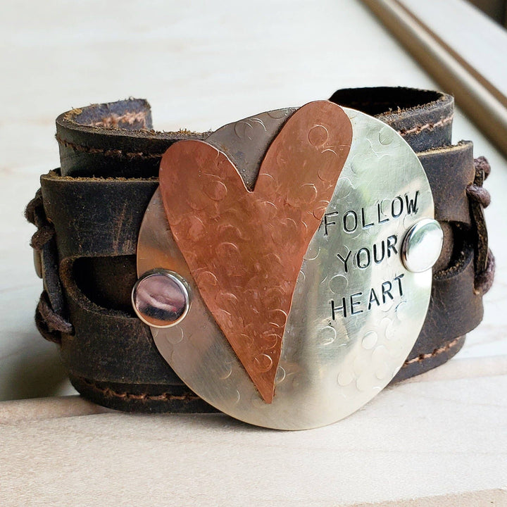 Follow Your Heart Leather Cuff | Belle & Southern