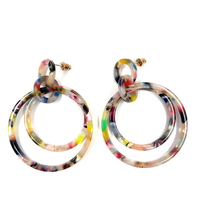 Resin Double Hoop Multi-color Earrings