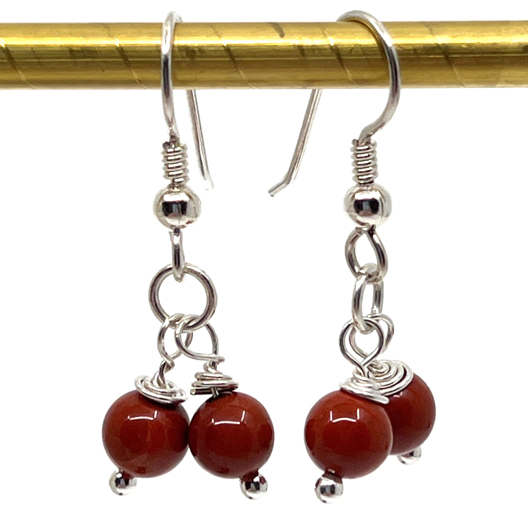 Rock Me a Stone - Red Popper Jasper Dangle Earrings