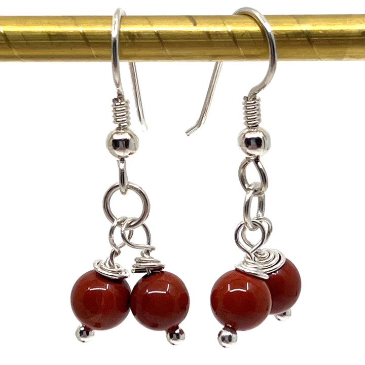 Rock Me a Stone - Red Popper Jasper Dangle Earrings