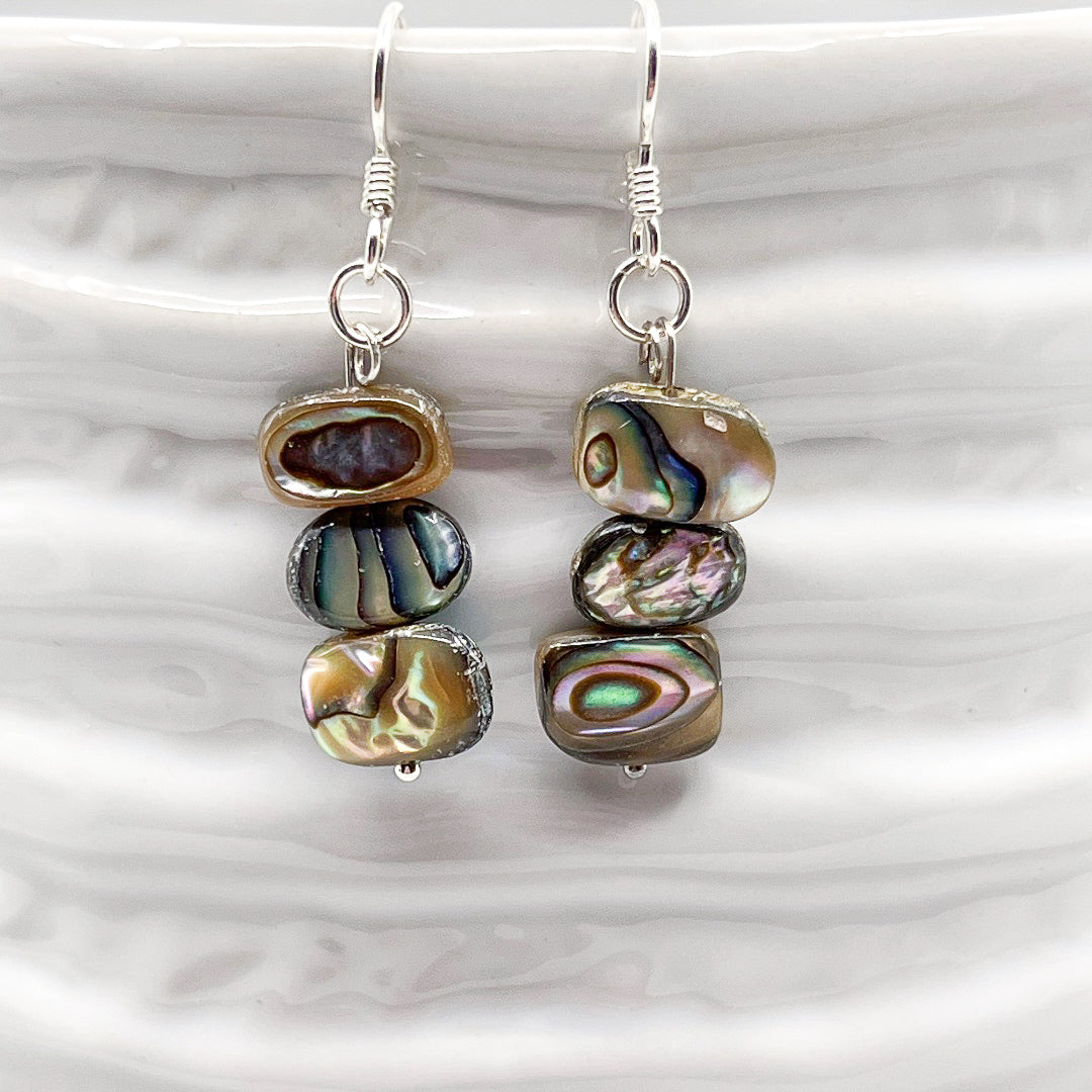 Abalone shell earrings with silver ear wires