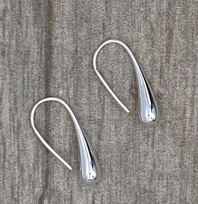 Silver Loop Through Teardrop Earrings Etsy