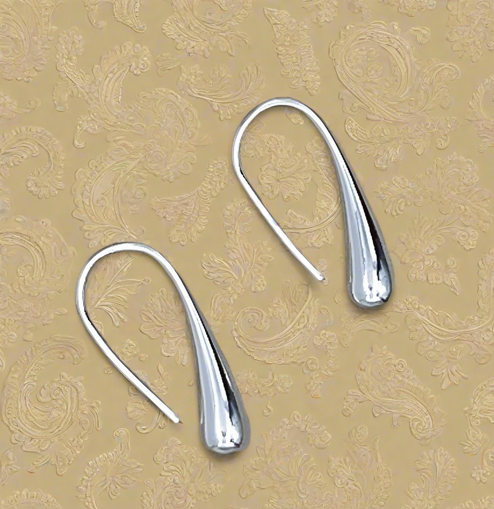 Silver Loop Through Teardrop Earrings