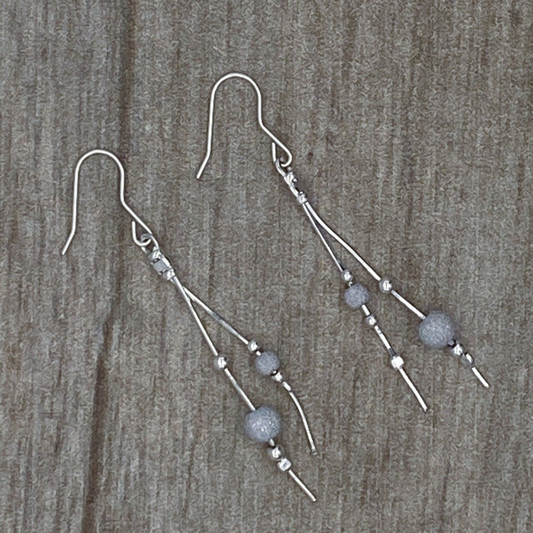 Silver and Crystal Drop Earrings 