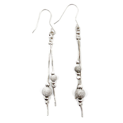Sterling Silver and Crystal Beaded Drop Earrings