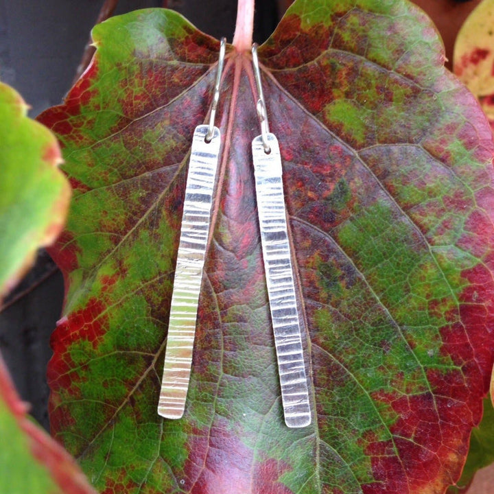 Sterling Silver Tree Bark Stick Earrings - Shiny | Belle & Southern