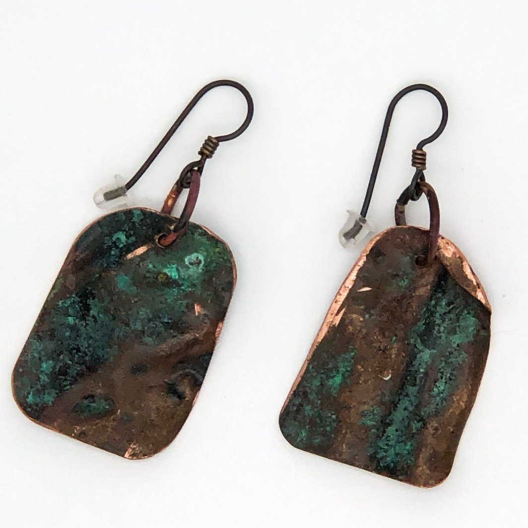 Up Shore Patina Metal Earrings Altered Metal