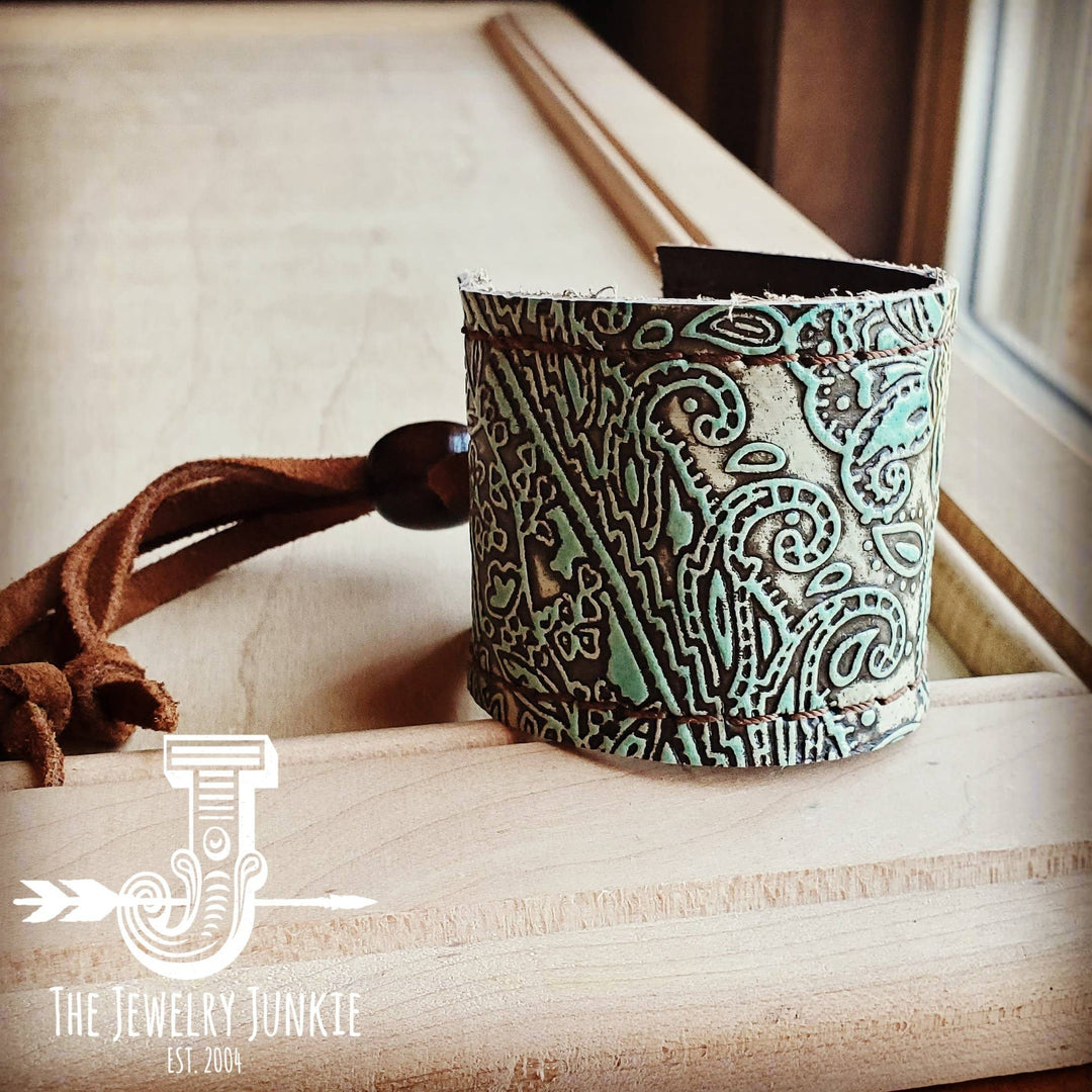 Turquoise Paisley Leather Cuff