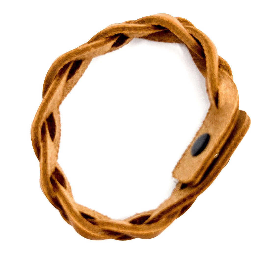 tan leather braided bracelet